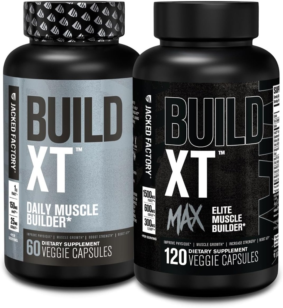 Jacked Factory Build-XT Daily Muscle Builder (60 grāvis) Build-XT Max Elite Muscle Builder (120 grāvis)