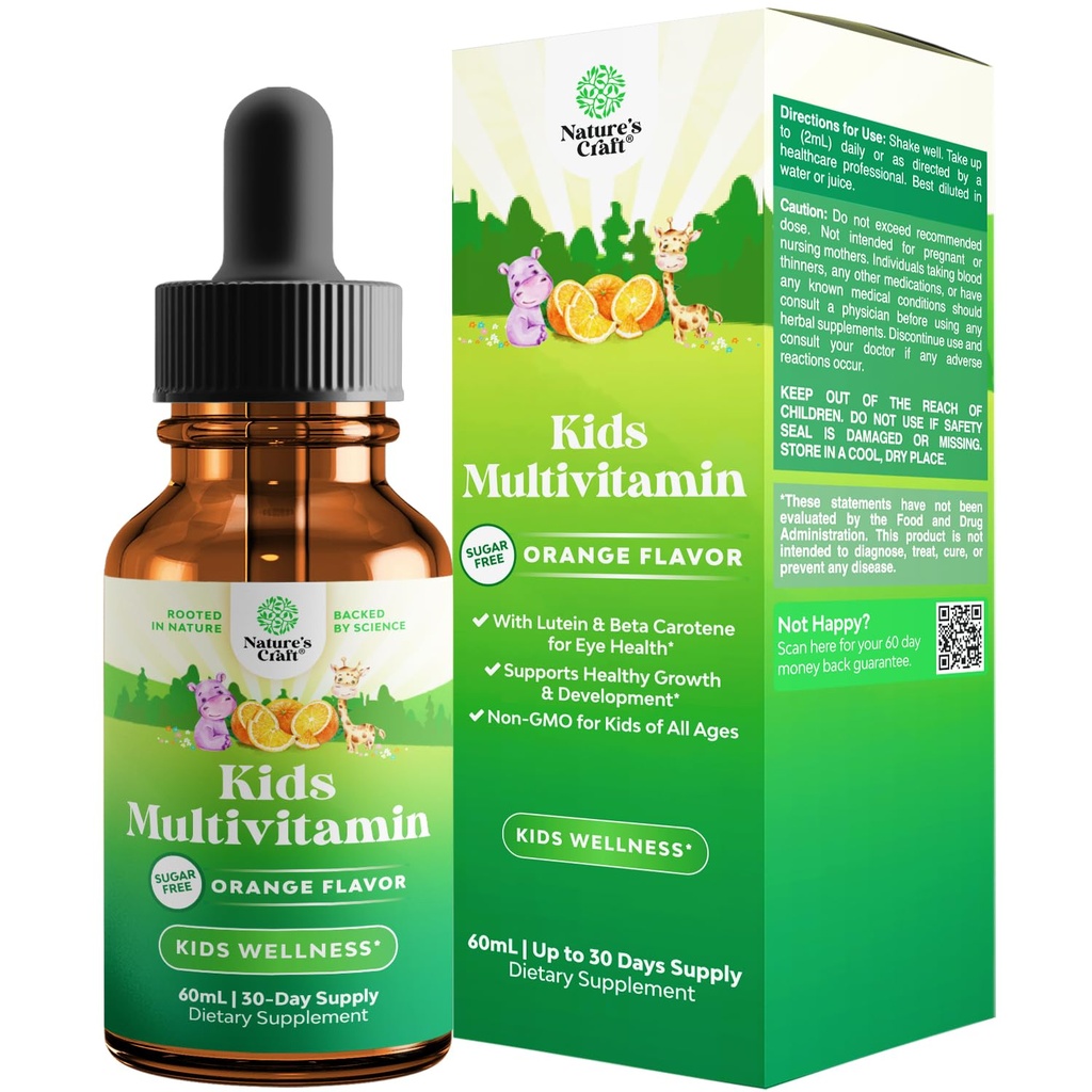 Dabas Draft Šķidrs Multivitamīnu bērniem Immunity Support - Yummy Toddler Papildinājums ar C D3 E B6 un vitamīnu visu vecumu Augsta Absorbcija