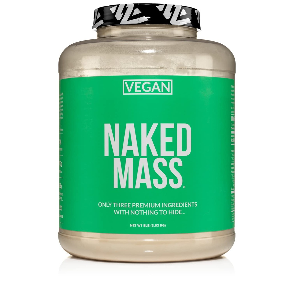 NAKED Vegan Mass - Dabīgs Vegan Svars Gainer Protein Pulveris - 1,230 Kalorijas, bez GMO, bez sojas un glutēna, Nav Mākslīgās Sastāvdaļas - 8LB Bulk - 11 Kalpo