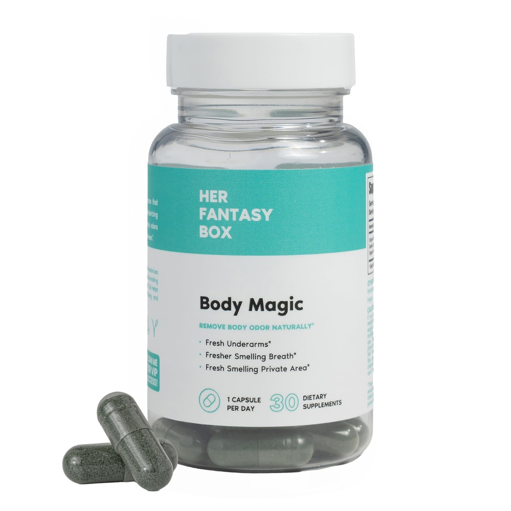 Viņas Fantasy kaste -Body Magic -Chlorophyll kapsulas - 30 Vegan kapsulas Detox, Gremošanas, Gut veselība, ādas atbalsts, un taukaina āda - dabas enerģijas pastiprinātājs