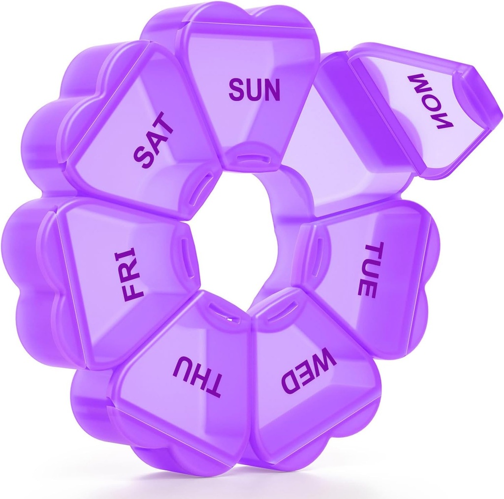 Liels nedēļas tabletes organizētājs, Pill Box 7 diena, KAPENS Daily Vitamīnu Case liela jauda Sastāvi, Pill konteineri zivju eļļas medicīnas bagātinātājiem, Purple
