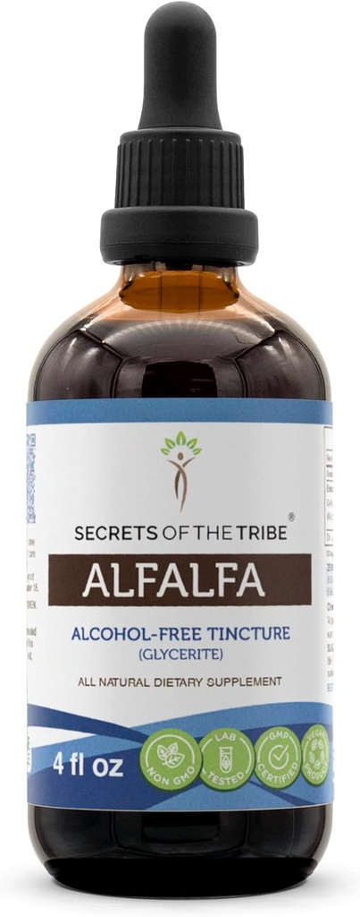 Alfalfa Tinktūra Bezalkohola šķidruma ekstrakts, Alfalfa Kaltētas lapas 4 fl oz