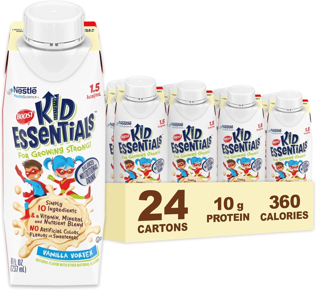 BOOST KID ESSENTIALS 1.5 Līdzsvarots uztura dzēriens bērniem, Vanilla Vortex, 24 grāfs