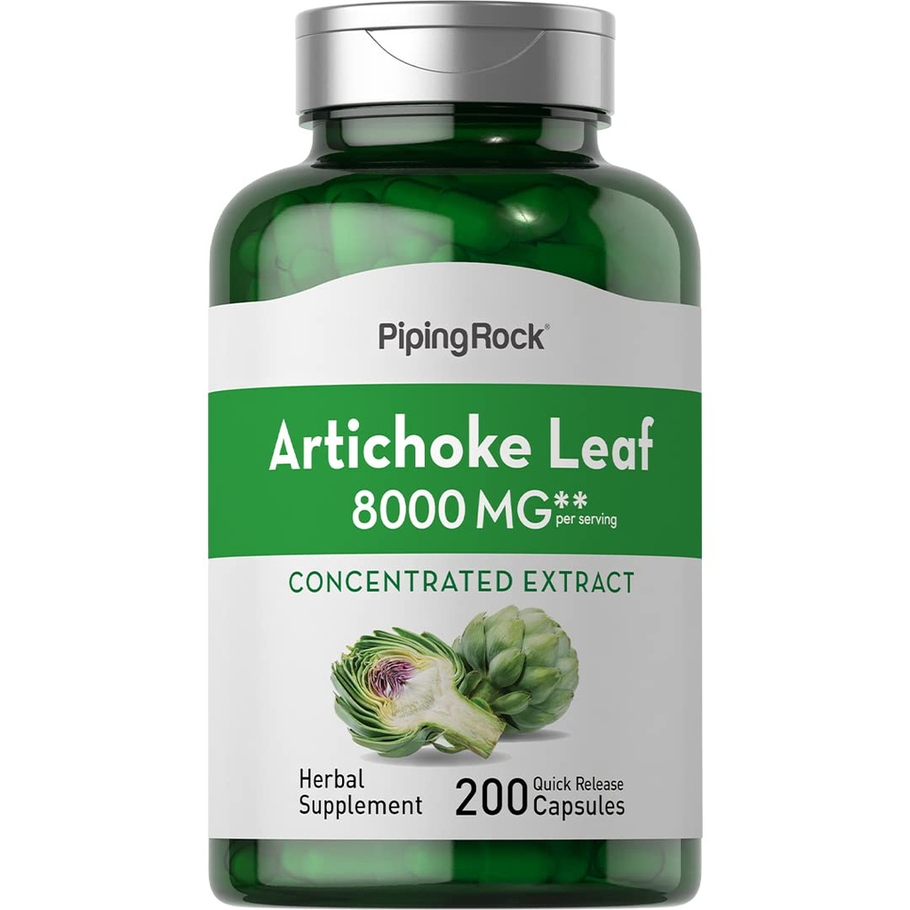 Piping Rock Artichoke Extract Capsules 8000mg - 200 Tabletes - Ne-GMO un bez glutēna Papildinājums