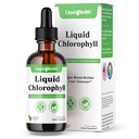 LIQUIDHEALTH Šķidrā hlorofila pilieni - iekšējais dezodorators, aknu detokss, imūns atbalsts, veicināt kolagēns matiem un ādai, pārtraukt sliktu elpu, samazināt apetīti - Ražots ASV, Vegan, ne-GMO (2 oz)