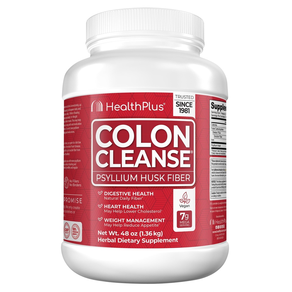 Veselības Plus Colon tīrīt Gremošanas atbalsts ; All Natural Daily Fiber toksīna izvadīšanai, lai samazinātu uzsūkšanos ; atbalsts Heart Health 