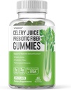 Selerijas sulas Fiber Gumijas pieaugušajiem - Prebiotics Selerijas sulas gumijas detoksikācijas Support & Supergreens Boost ar Selerijas sulas, hlorofila, & Prebiotic Fiber - 60 Skaits