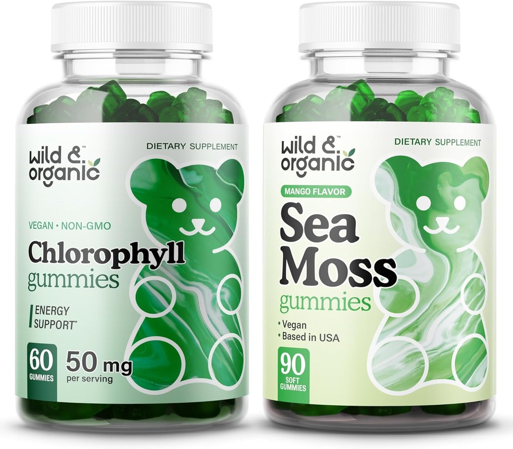 Savvaļas un bioloģiskie hlorofili Gummi & Sea Moss Gumies