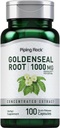 Piping Rock Goldenseal Saknes Kapsulas - 1000mg - 100 Tabletes - Herbal Papildinājums -- Koncentrēts ekstrakts -- Non-GMO, bez lipekļa