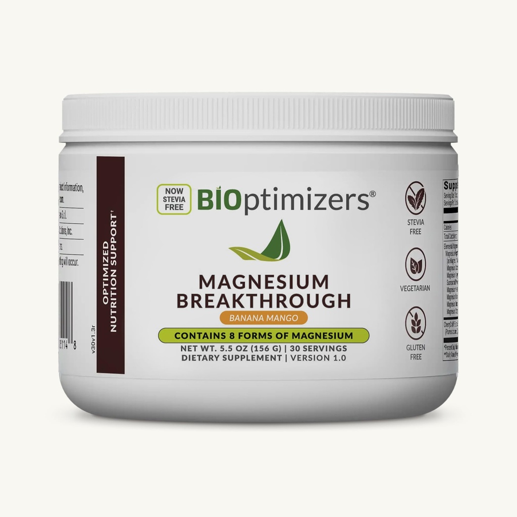 BIOPTIMI Magnija izlaušanās Dzēriens - 8 Veidi magnija, Elektrolīti, Miega veselība, Stress, Muskuļu atveseļošana, Heart Support