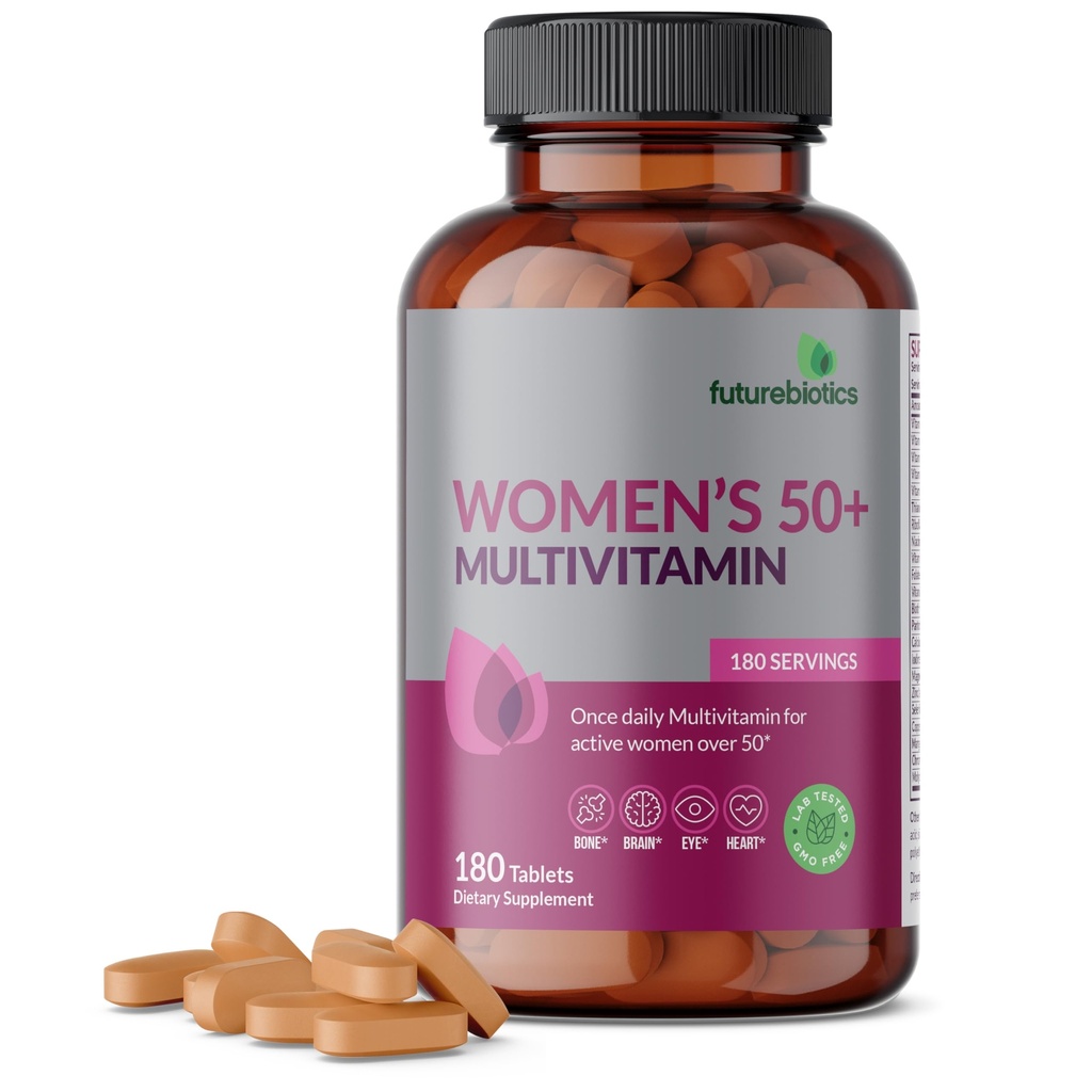 Nākotnes antibiotikas Sieviešu 50+ Multivitamīnu Vienreiz dienā Multivitamīnu Active Women vairāk 50, Ne-GMO, 180 tabletes
