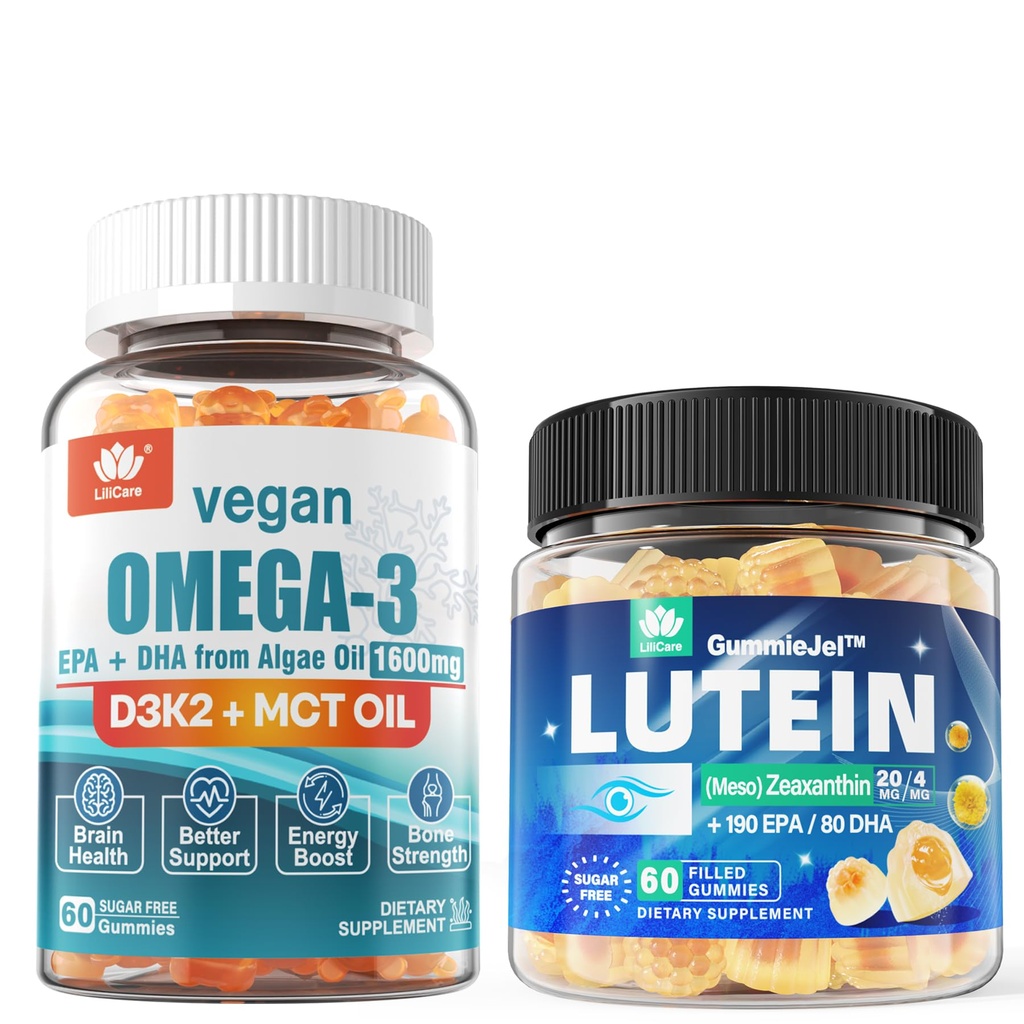 Bezcukura luteīns 20mg 40mg un Vegan Omega3 Gummies 1280mg
