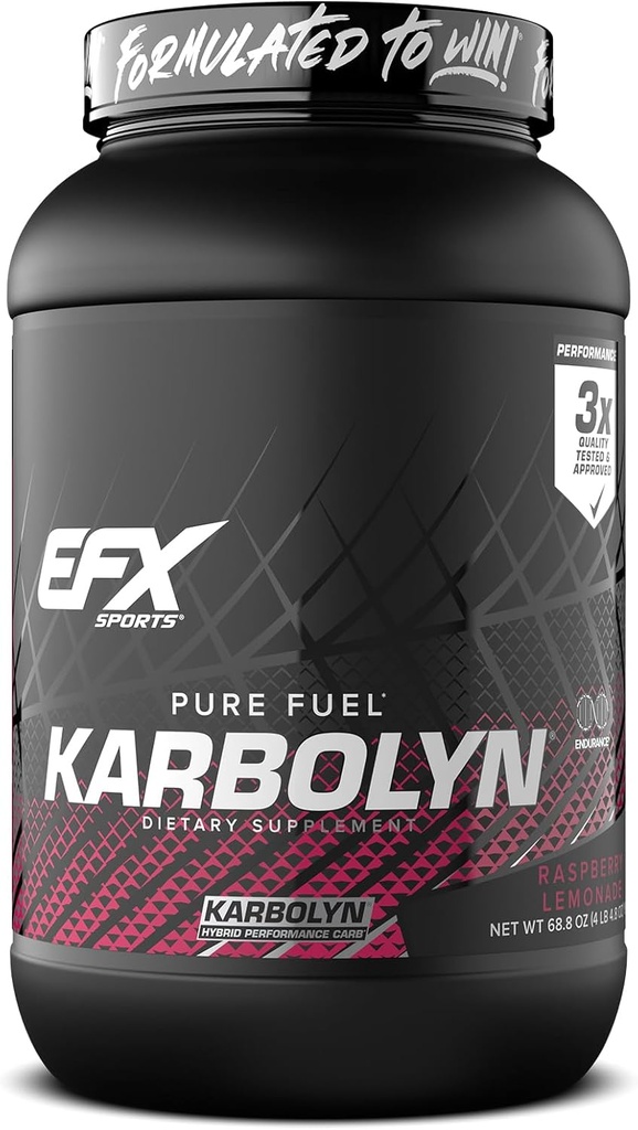 EFX Sports Karbolyn Kurināmais ; Ātri absorbējošs Ogļhidrātu Pulveris  ; Carb slodze , Ilgstoša enerģija, Ātra atveseļošana ; Bez stimula; 35 Kalpo (Avenberry Lemonade)