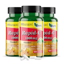 America Medic & Science Rapid-C 1000mg Vitamin C Supplement (3 Pack of 100 Tablets) Energy Booster, Daily Immune System Support, Antioxidant | Vegan, Non-GMO Coated Ascorbic Acid for Adult Men & Women