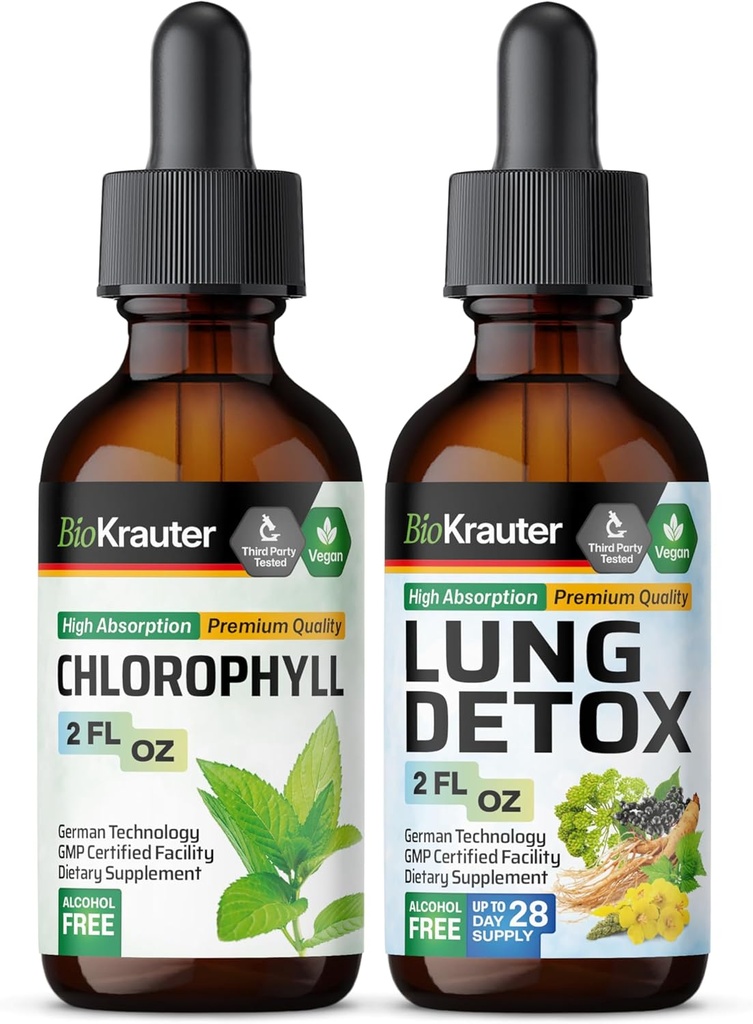 BIO KRATER Chlorophyll Tincture 2 Fl. Oz. & Lung Detox Tincture 2 Fl. Oz.