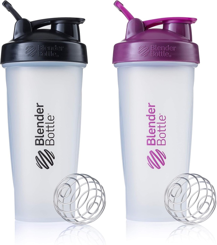 BlenderBottle Classic Shaker Pudele Ideāls Olbaltumvielu Shakes un Pre Workout, 28-Ounce (2 Pack), Krāsas May Vary