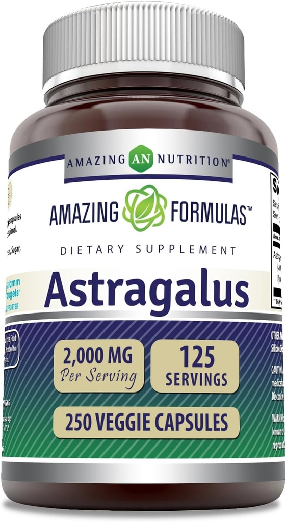 Amazing Formulas Astragalus 2000 mg Per Serving Capsules Papildinājums - Izgatavots no Pure Astragalus Membranaceus augu saknes ekstrakts -- Non-GMO --Luten Free (250 Skaits)