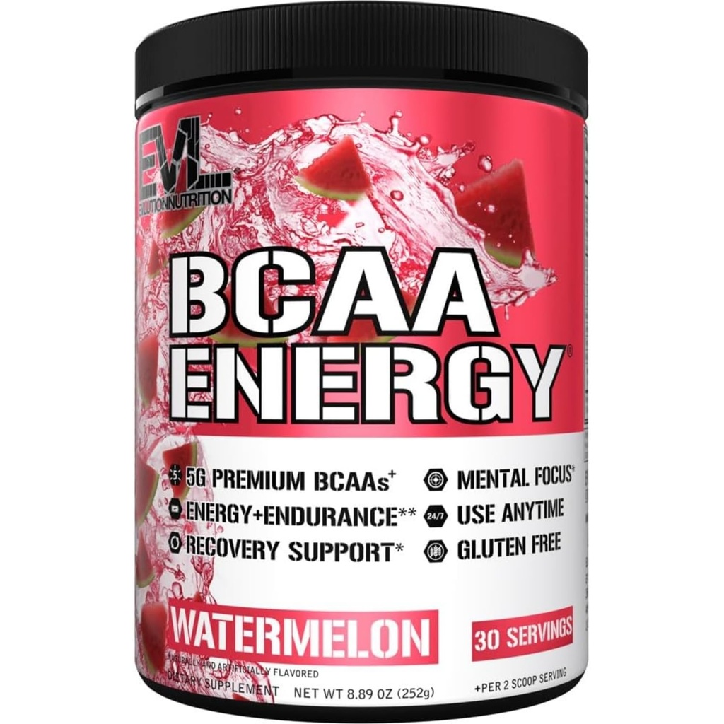 EVL BCAAs aminoskābes pulveris - BCAA enerģijas pirms Workout Pulveris muskuļu reģenerācijai Lean izaugsmi un izturību - Rehidratizē pēc treniņa atgūšanas Dzert ar dabas kofeīns - Arbūzs