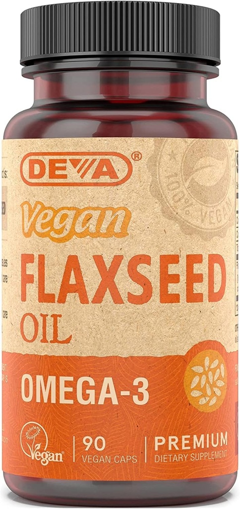 Deva Vegan Vitamīni Linu sēklu eļļa, 500 MG, Vegan, 90 Vcap (4 iepakojumi)