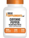 BulkSupplements.com Cayenne Pepper Kapsulas - Cayenne Pepper 40000 HU, kapsaicīns Papildinājumi, Cayenne Pepper Papildinājumi - bez lipekļa, 1 Kapsulas uz vienu Kalpošanu, 240 Veg Kapsulas (iepakojums 1)
