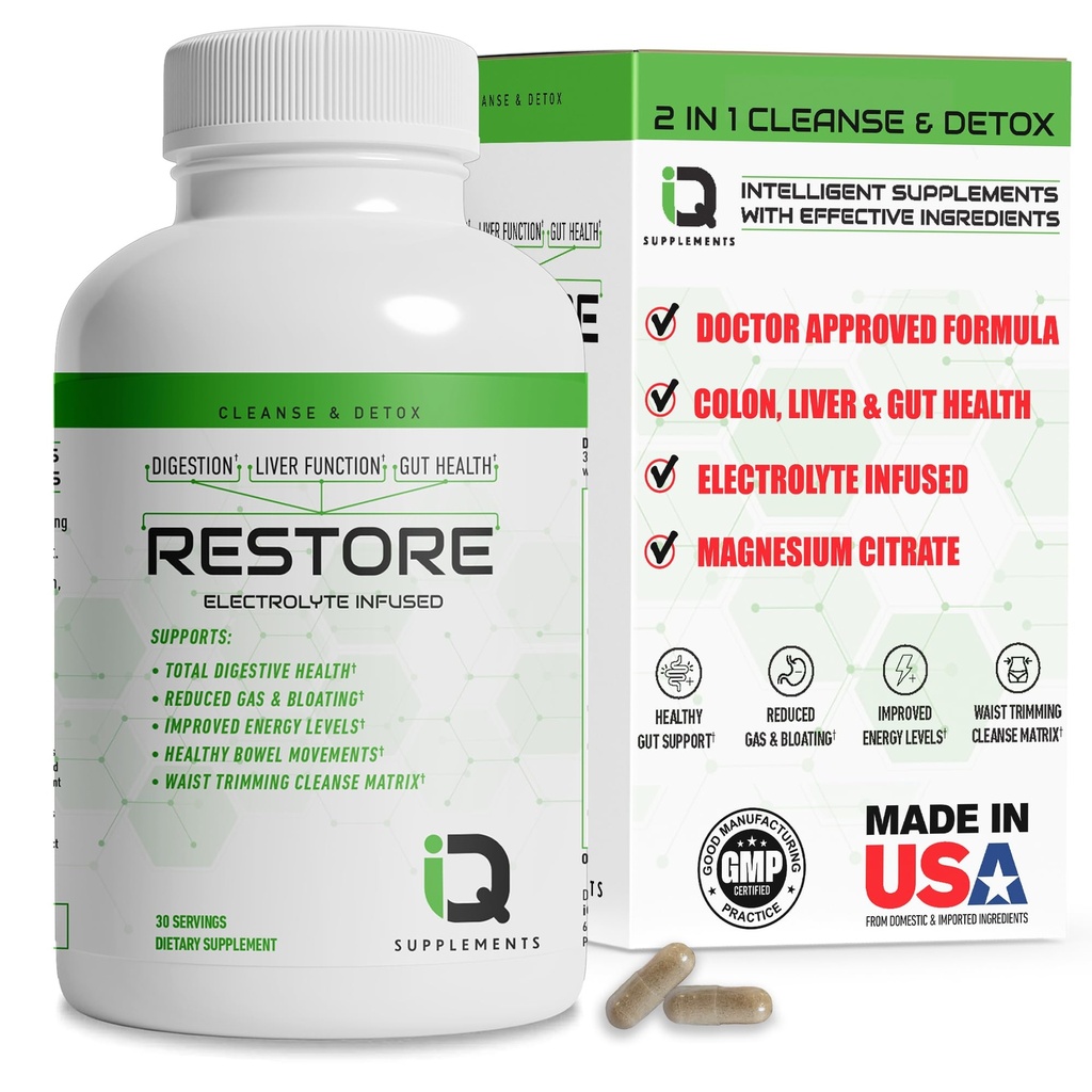 Atjaunot 2 In 1 Colon Cleanse & Detox w/ Psillijs - Atbalsta Gremošana, Uzpūšanās un Aizcietējums Relief sievietēm un vīriešiem, Gut Detox Attīriet w/ Magnium - Electrolyte Infuse Colon Cleanser & Detox
