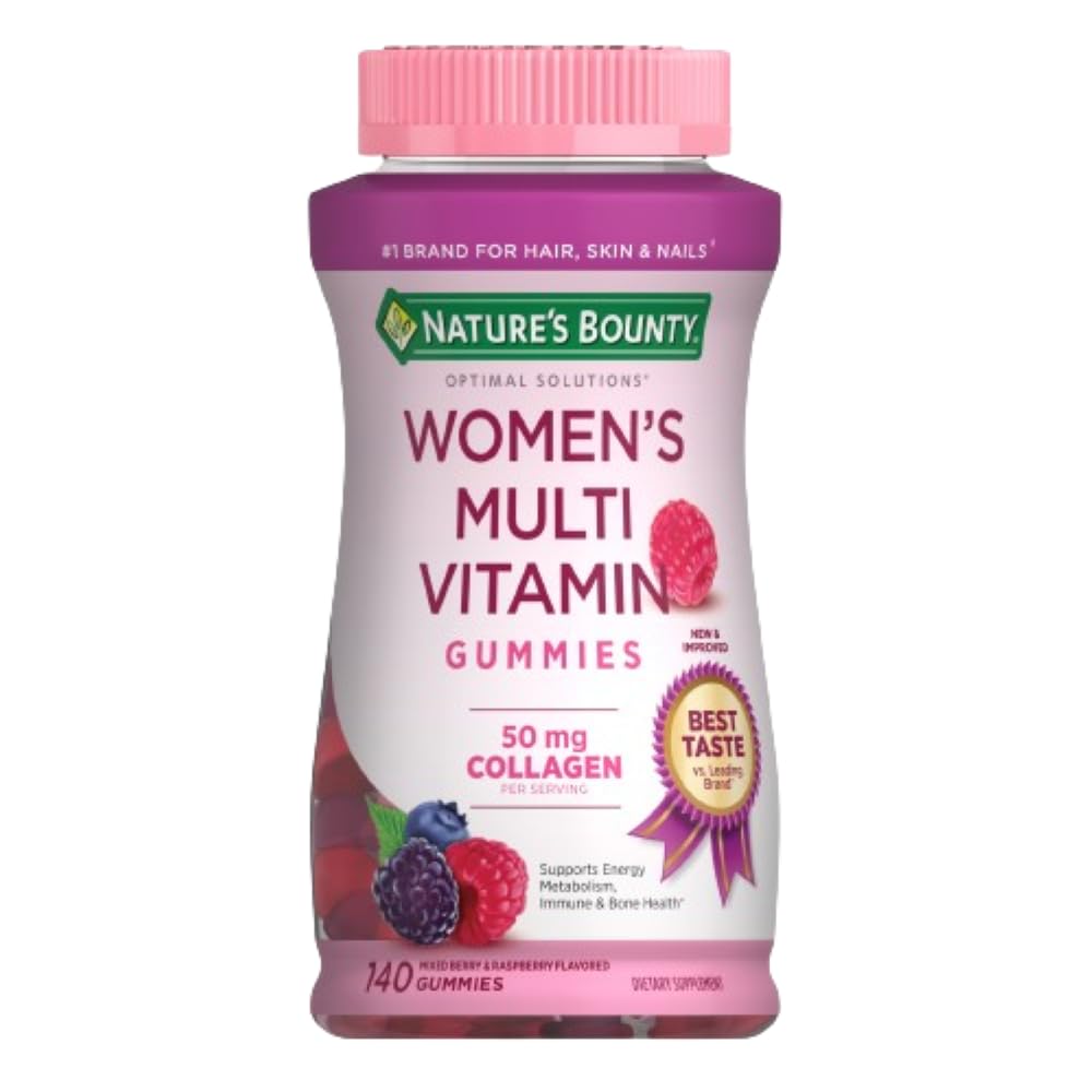 Dabas Bounty Optimal Risinājumi, Sieviešu Multivitamīnu Gummies Imūnās Atbalsta, Celulārās Enerģijas Atbalsts, Kaulu Veselība, Aveņu Flavor, 140 Ct
