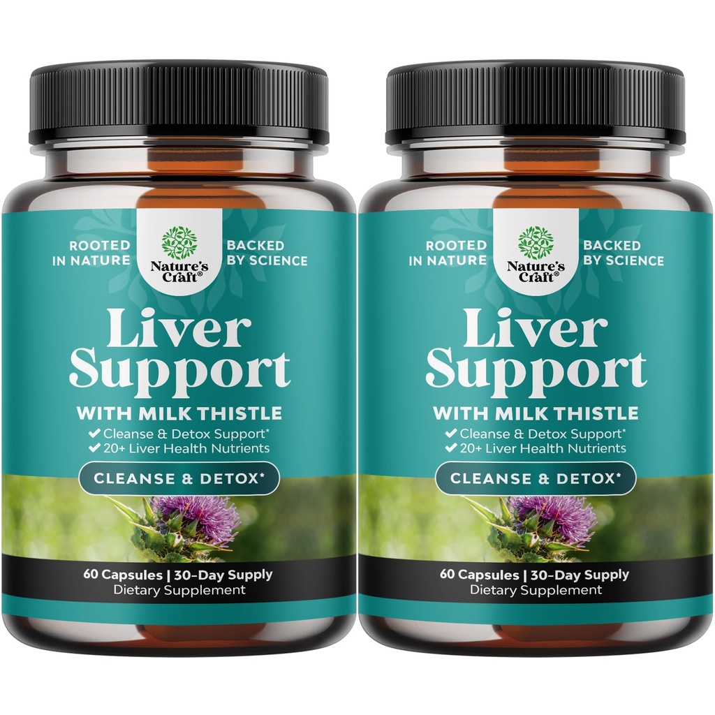Dabas amatniecība Aknas tīrīt Detox & remonts 2 Pack Bundle - Herbal Aknas Atbalsts Milk Thistle Papildinājums - Silymarin Milk Thistle Papildinājumi ar Dandelion Sakni, Holīna, Beetroot & Artichoke Extract