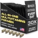 Multivitamīni vīriešiem - visi vienā iepakojumā enerģijai un fokusam, Vīrieši Vitamīni garīgai darbībai un veselībai, iepakoti ar Tongkat Ali, Shilijit, vitamīns C, B3, B1, A, B12, 30 Pk