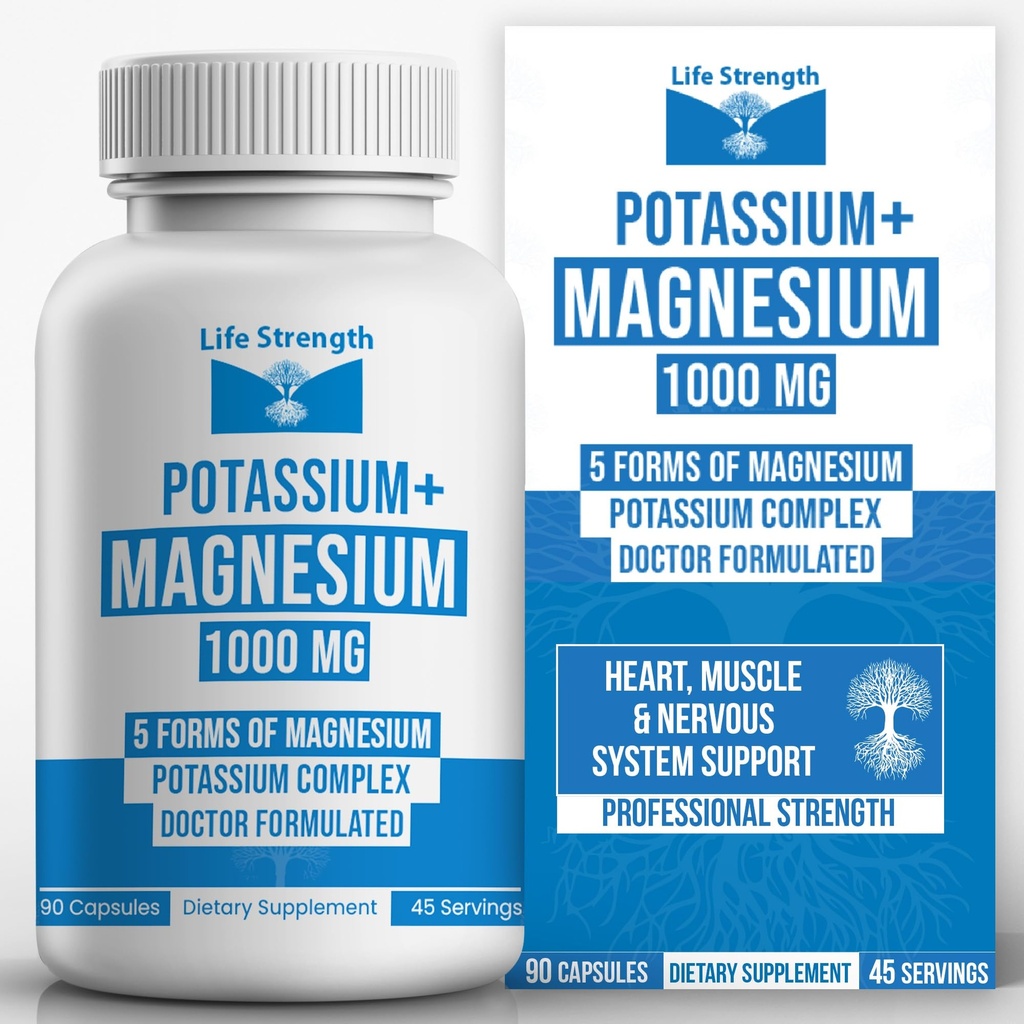 Kālija un magnija komplekss ar aspartātu, oksīdu, glicinātu, glikonātu un citrāts - 1000mg (90 kapsulas) Ārsti Izstrādāts un Custom Blended