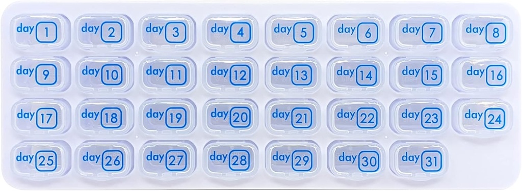31 diena Mēneša Pill kaste organizētājs Plānotājs ar ikdienas noņemamās zāles podi, Great Travel Med Dispenser