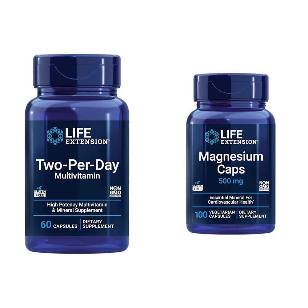 Divu dienu multivitamīni ar C&D vitamīniem un magnija kapsulām 500 mg sirds, smadzeņu, kaulu, šūnu veselībai