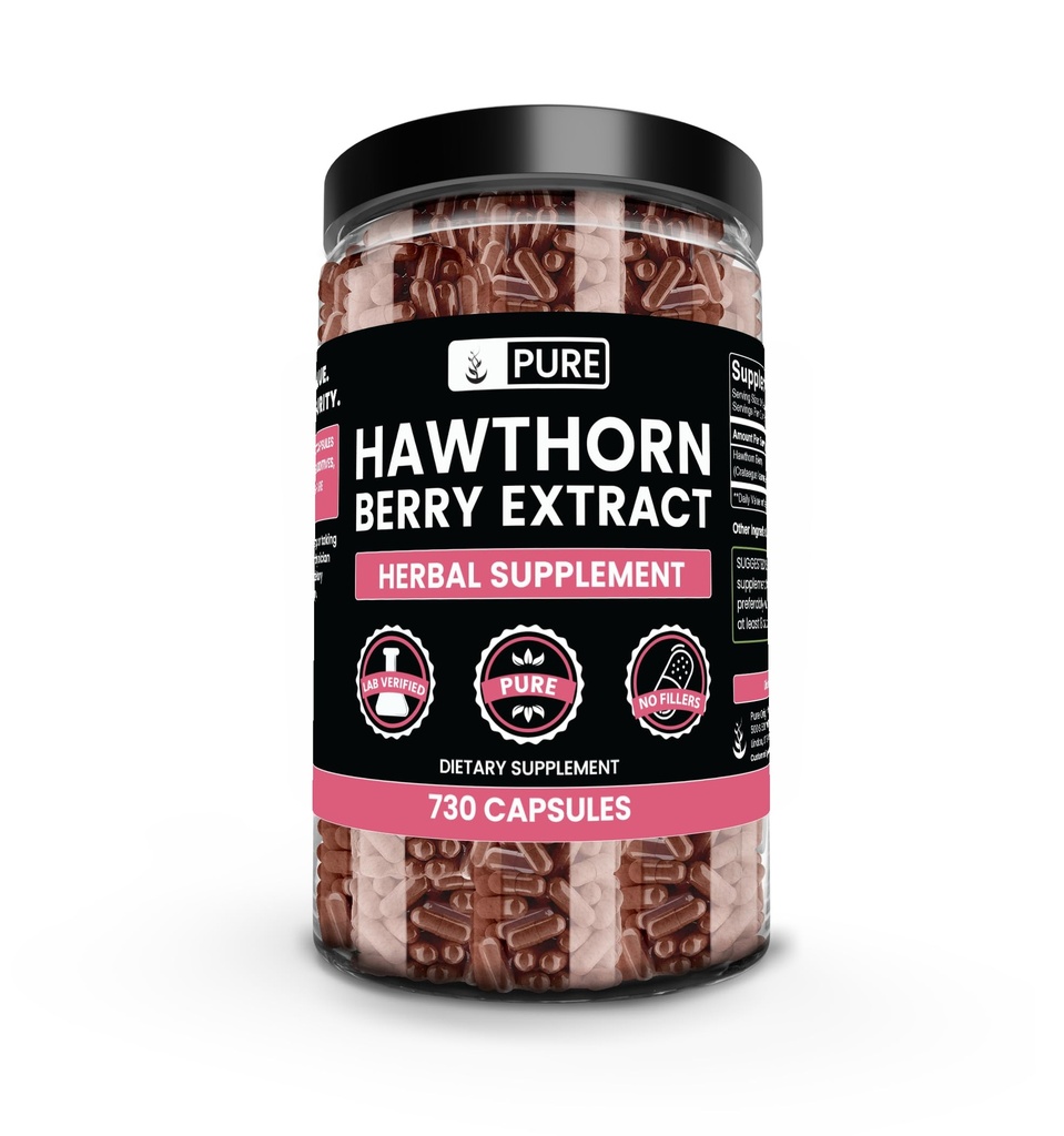 Pure Original Ingredients Hawthorn Berry Extract (730 Capsules) Pure & Natural, Nav piedevu vai pildījumu