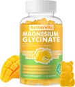 90 CT Magnija Glycinate Gumies 1000mg - bez cukura Magnija Kālija Papildinājums ar vitamīnu D, B6, CoQ10 Calm Mood & Miega atbalsts - 90 Mango Ananasu Gumijas