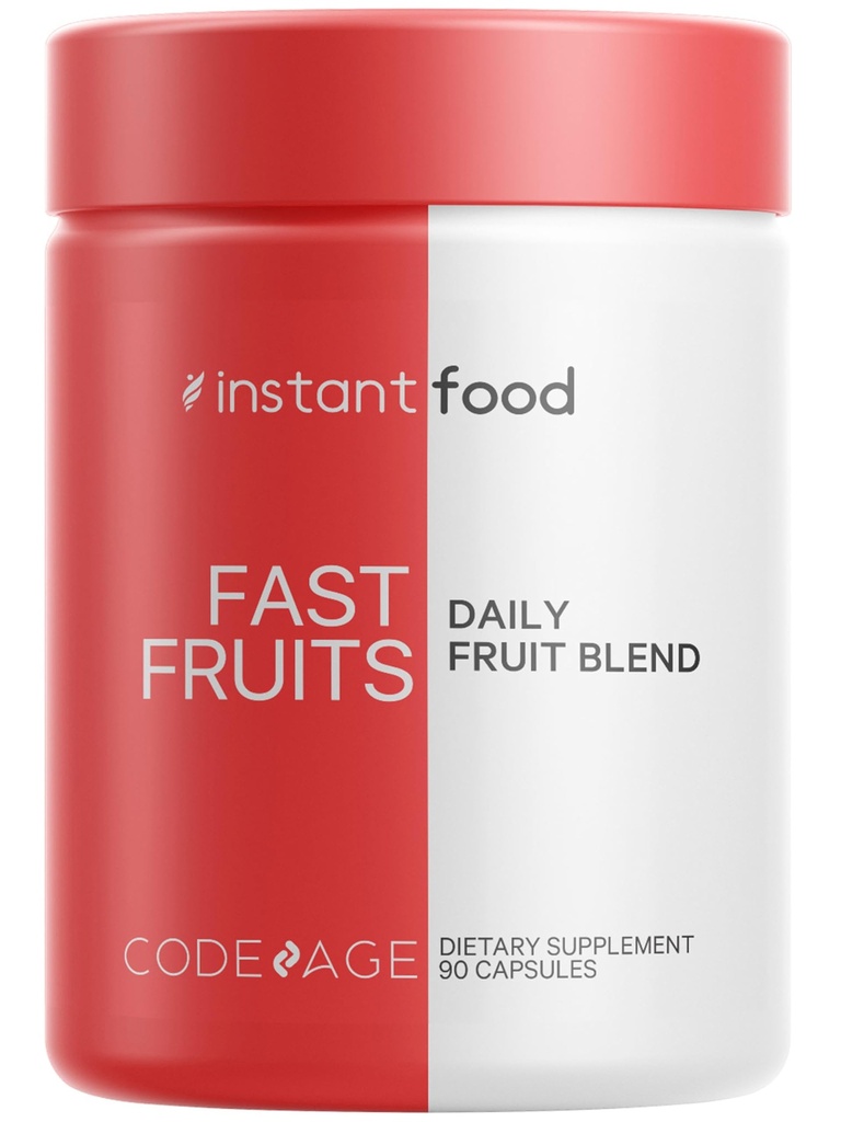 Koda instant food Fast Fruits, Vairāk 15 Augļi Pulveri Ekvivalents All-in-One, Vegan Daily Visa pārtikas Vitamīni - Ogas, Antioksidants Polifenoli & Bioflavonoid Multivitamīni, Ne-GMO, 90 Kapsulas