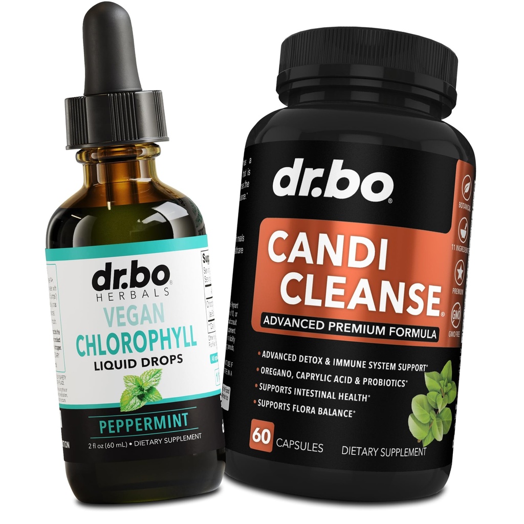Hlorofila šķidrs pilieni ķermeņa Detox & Candi tīrīt - Vegan Liquid Hlorofila pilieni Odor tīrīt papildinājums Iekšējā dezodorants - Extra Strength Probiotic Oral Herbal Oregano & Caprilic Acid Kapsulas