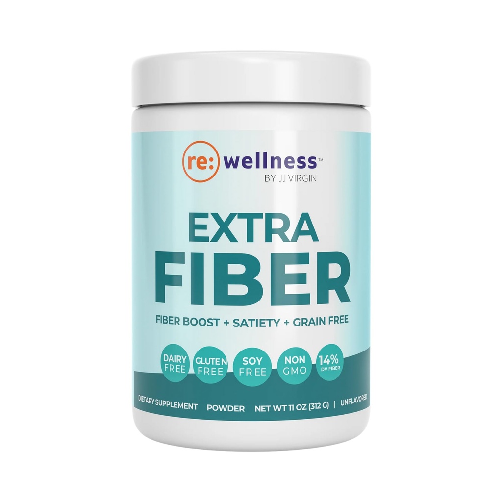 Reignite Wellness by JJ Virgin - Extra Fiber - 12 Fiber pulveris Papildinājums ar Psyllium Husk, Pectin, Flax, Dzērveņu sēklas & More - Supports Gut Health - 60 Kalpo