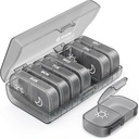 AUVON XL Weekly Pill organizators 2 reizes dienā, Pill Box 7 diena ar vienas puses lielu atveres viegli izmantot, Gray AM PM Pill kaste medikamentiem, vitamīniem, zivju eļļas, papildinājumi