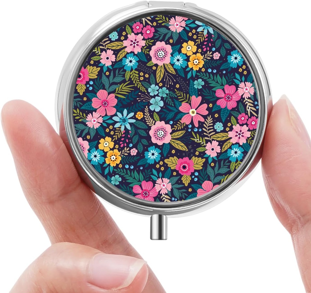 Mini Pill kaste, mazās Pill kaste, portatīvās Pill kaste, Cute Pill organizētājs vitamīniem, medikamentiem, zivju eļļa un piedevas (Floral)