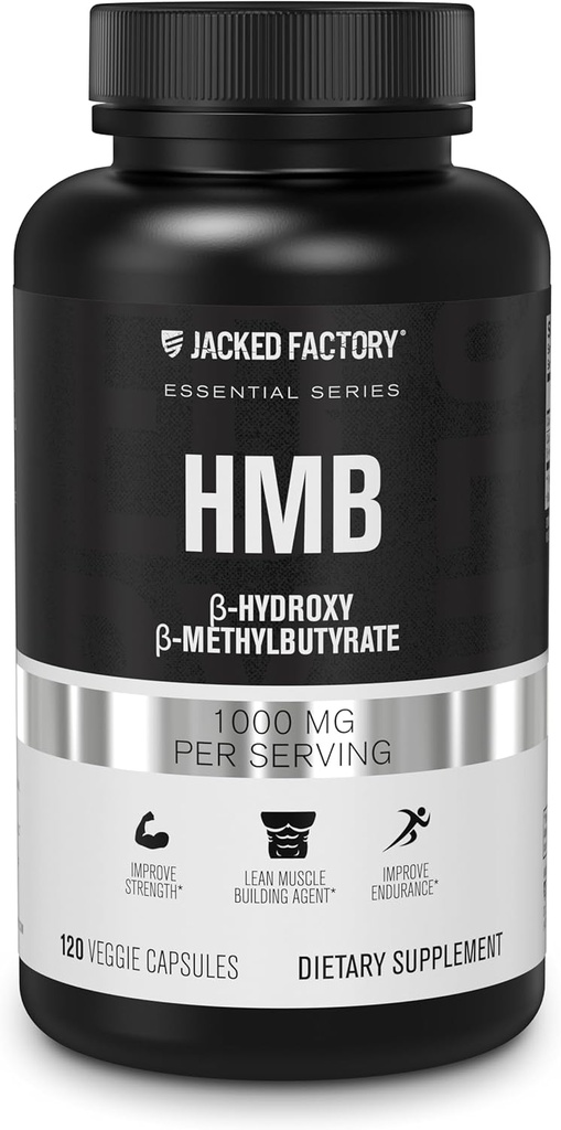 Jacked Factory Essentials HMB kapsulas - HMB piedevas Lean Muskuļu augšanu, novēršot muskuļu sabrukumu Calorie-Deficits laikā, un uzlabojot muskuļu atveseļošanos - 120 Veggie kapsulas