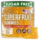 Joyli superfruit Gumijas - bezcukura augļu multivitamīnu Gumijas pieaugušajiem - Dabiskie gumijas vitamīni sievietēm un vīriešiem ar godži, plūškoka ogas, vitamīni A, C, D & E - Atbalsta Immunity, Digestion & Energy