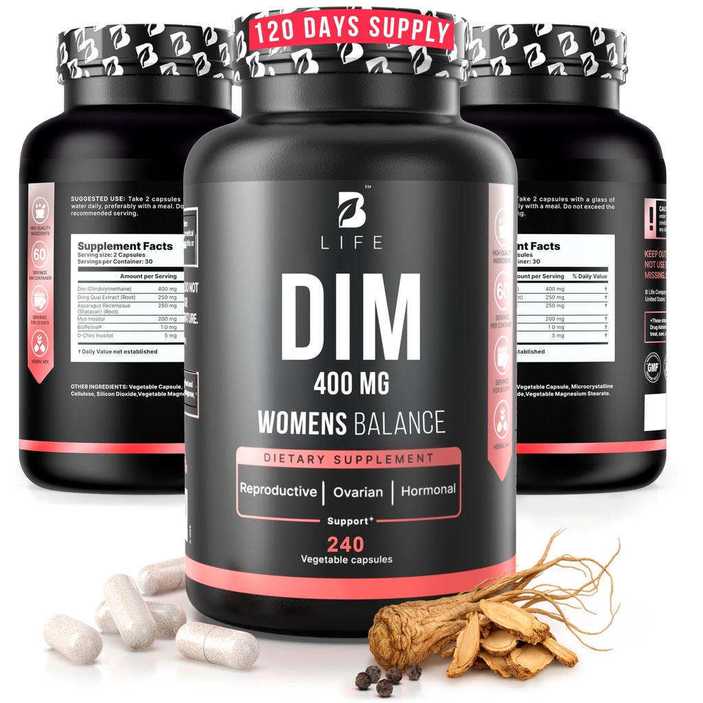 DIM papildinājums 400 mg ar Myo & D-Chiro Inozitol, Dong Quai - PCOS papildinājumi – Hormonu līdzsvars sievietēm – Auglības bagātinātāji – Inozitola papildinājums – 240 Caps
