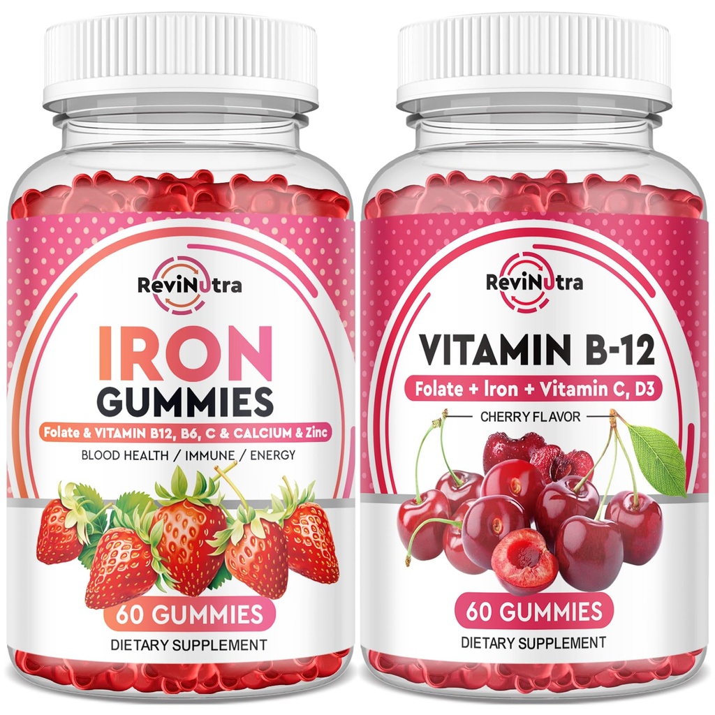 Dzelzs Gumijas Papildinājums pieaugušajiem un bērniem; B12 vitamīna gumijas;
