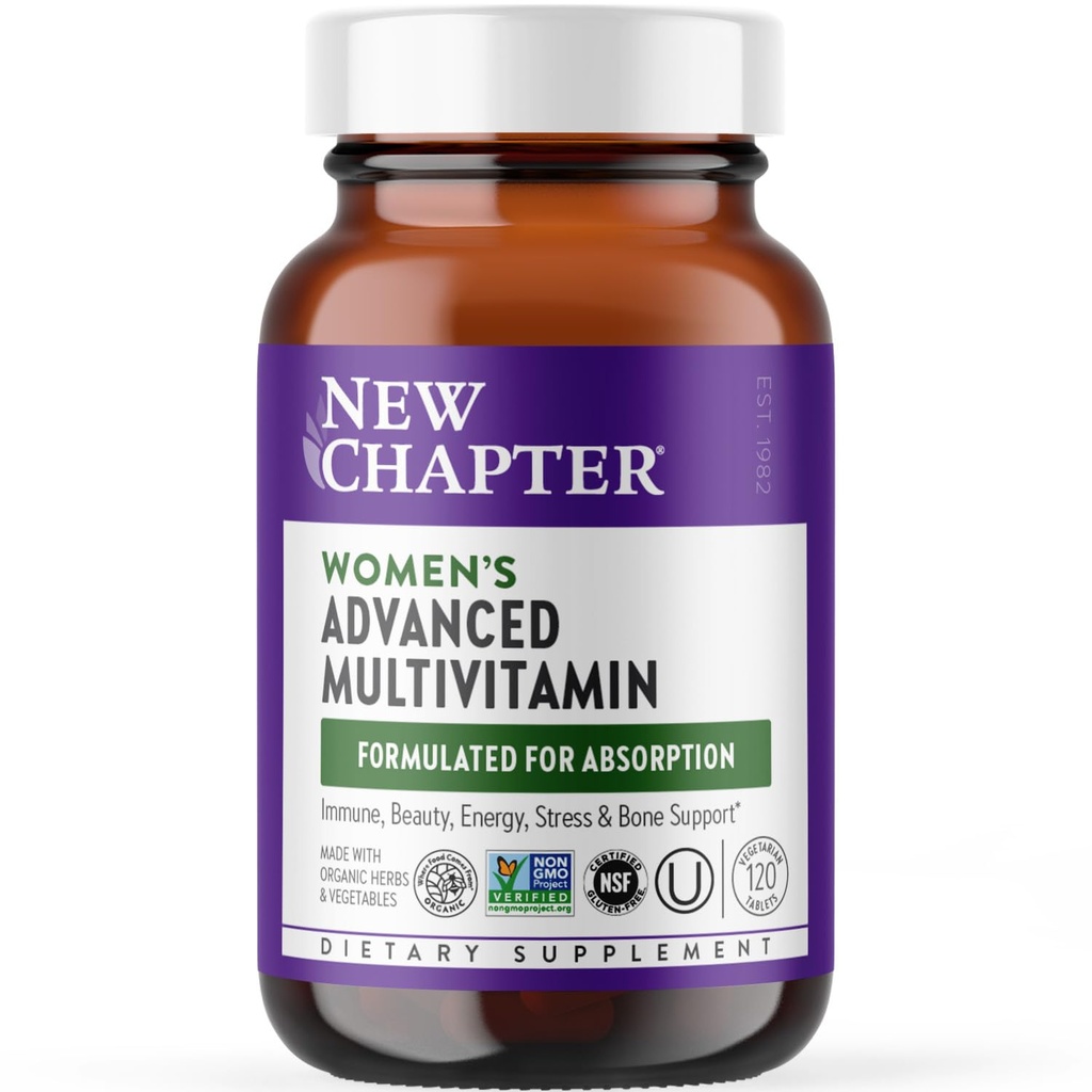 Jauna nodaļa Sieviešu multivitamīnu Advanced Formula stresam, kaulu, imūnās, skaistumkopšanas un enerģijas atbalsts, augstāka līmeņa pilnvērtīga uztura essential Nutrients sievietēm + dzelzs + vitamīns D3, 120 Count