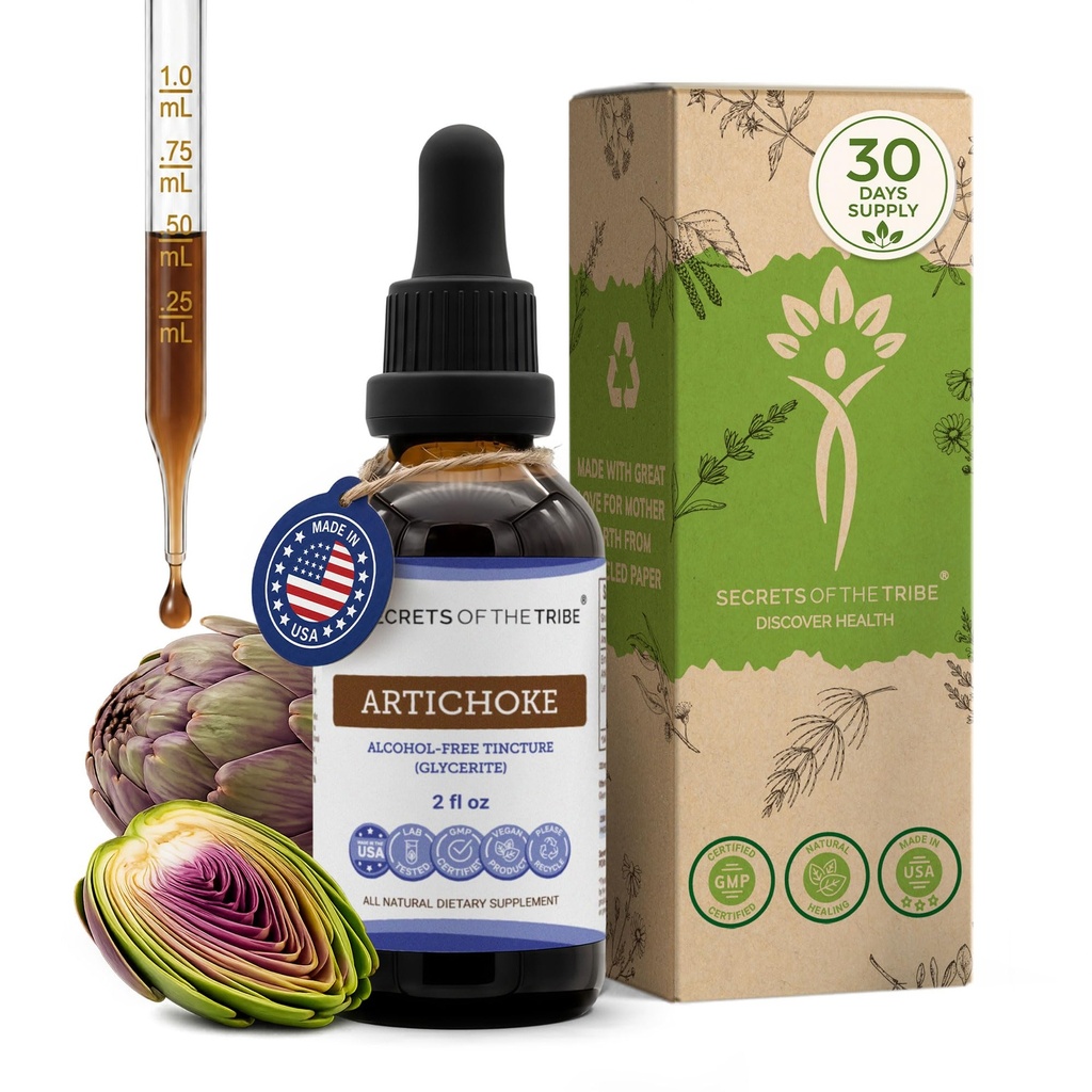Tribe artišoka noslēpumi Tinktūra Bezalkohola šķidruma ekstrakts, artišoks (Cynara scolymus) Kaltētas lapas (2 FL OZ)