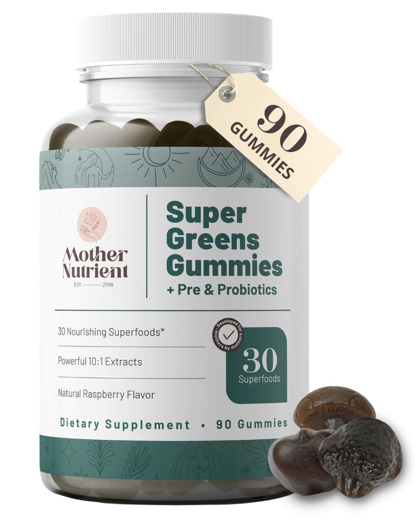 Super Zaļie Gumijas sievietēm, pieaugušajiem - ar prebiotikas un probiotikas, Ne 8, bet 30 Spēcīgi Zaļie Superfoods - Multivitamīnu Veggie košļājamās vielas (90 Gumijas)