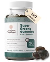 Super Greens Gummies for Adults, Not Just 8 but 30 Greens Superfood Gummies | Powerful Supergreens Gummies, Daily Multivitamin Veggie Superfood Chewables, 90 Vegetable Gummies for Adults and Kids