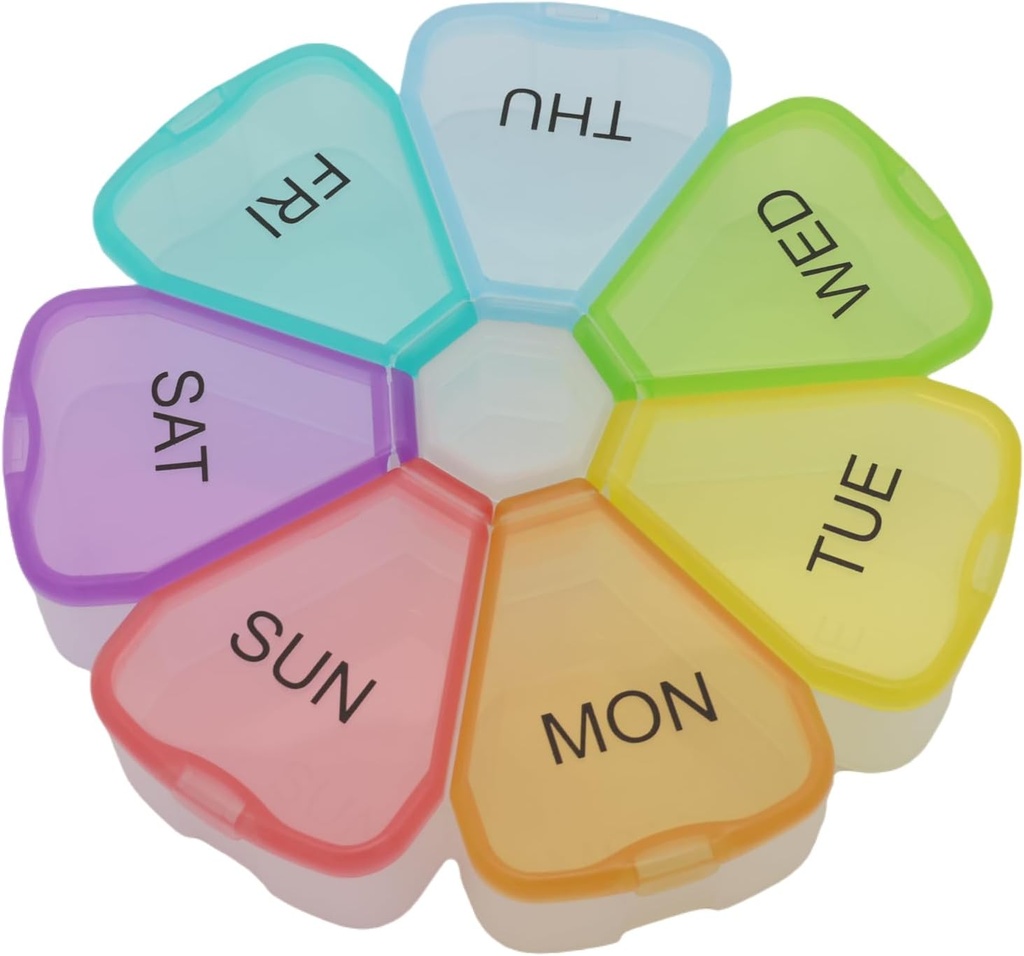 7 Day Weekly Pill Round Organizators, ShysTech Large Pill Case Pill Box 1 Laiks Diena tabletes / Medikamenti / Pielietojumi / Vitamīns (daudzkrāsu)