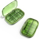 6 Iecirknis Travel Pill Box, Pill Organizatora Mitruma Piesātinājuma Pill Case, Small Pill kaste kabatā Purse, Daily Portable Medicine Vitamīnu kaste, Zivju eļļas kaste, Papildinājums Box(Green)