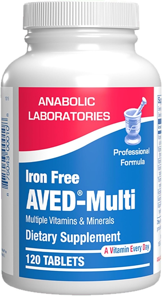 Bez dzelzs Diennakts Multivitamīni vīriešiem un sievietēm, 120 tabletes - AVED Daily Multi Vitamīni un Minerāli Veselības Papildinājums - Vitamīni A, C, D, E, B Vitamīnu komplekss, Cinks, Kalcijs, Magnijs, Vairāk