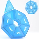 Nedēļas pillu organizētājs, 2 Pack Portable Pill Box Medicine case 6 Krāsas (Septiņa diena) Jauns izdevums vitamīnu / zivju eļļa / tabletes / Upplements-Arthritis Friendly (Zils)